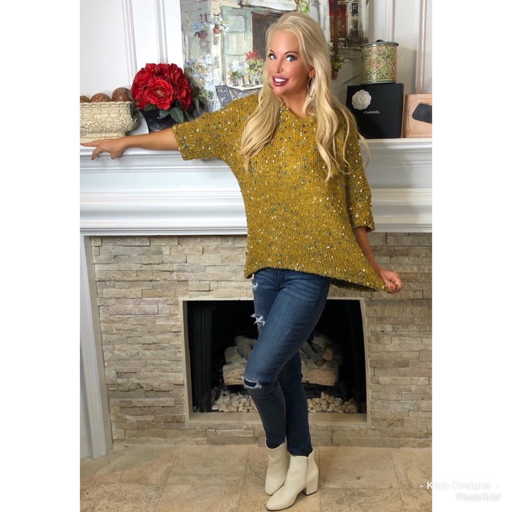 ❤️LAST 1! Short Sleeve Oversized Confetti Sweater! - Picture 7 of 7